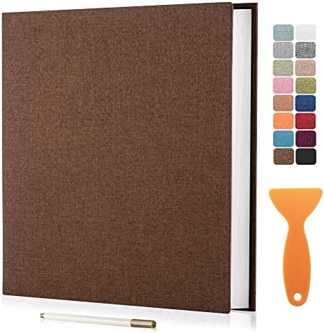 Large Photo Album Scrapbook, Holds 4x6, 8x10 Pictures, Self-Adhesive Pages for Baby, Wedding, Travel & Family Memories, Includes Metallic Pen & Scraper, DIY Memory Book for Gifts 11" X 10.8" 60 Pages by HoneyTolly