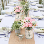 Zeyune 6 Sets Mason Jar Flowers Centerpiece Table Decorations,Light Pink - Image 6