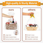 ‌Large Woven Gift Basket with Handles - Empty Bamboo Basket for Gifts (Adults/Wine/Christmas) (BROWN, 6PC LARGE) - Image 4