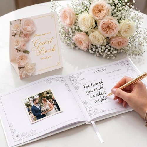 Wedding Guest Book Pink Roses Photo Guestbook - Image 3