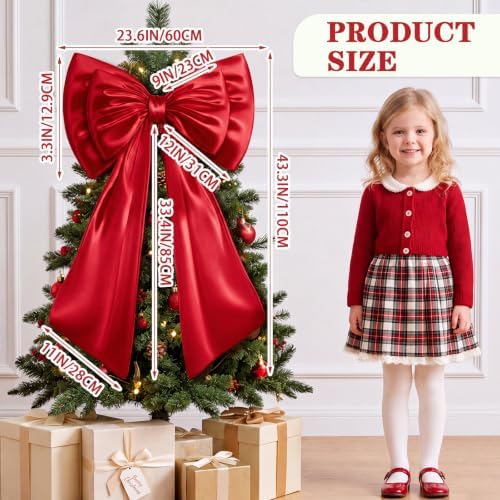 Sosation Christmas Red Large Bow Decor Big Bow for Backdrop 24x43 in - Image 2