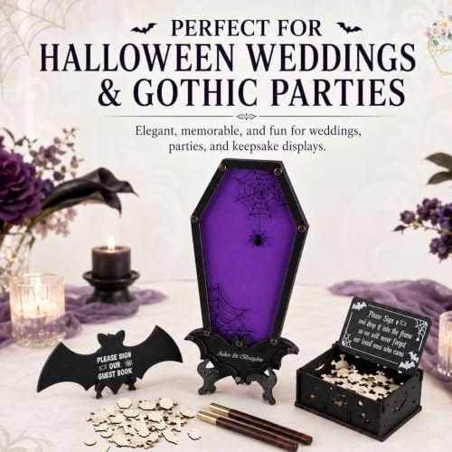 Halloween Wedding Guest Book Personalized Coffin Keepsake Frame - Image 4