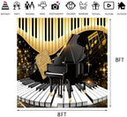 Piano Backdrop, Piano Keyboard Musical Notes Photography Background, 8x8ft - Image 3