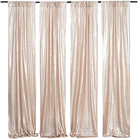 Poise3EHome Champagne Sequin Backdrop Curtains,4 Panels 2FTx8FT Glitter Background for Party Birthday Party Baby Shower Wedding Christmas Thanksgiving Holiday Festival Decor by Poise3EHome