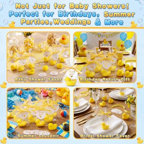 Leelosp Duck Soap Party Favors Gift with Transparent Bags and Thanks Tag for Baby Shower Guest Reveal Baptism Shower Wedding Birthday Summer Party Favor Decorations Supplies (100 Sets,Yellow) - Image 6