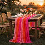 12 Pcs Pink and Orange Party Table Runners Sunset Party Decor by Unknown