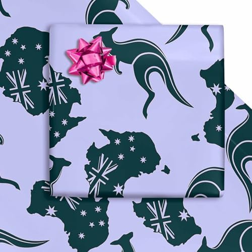 Australia Kan-Garoo Pattern Gift Paper Roll for Family Men Women,All Occasion Wrapping Paper Gift Tissue Paper for Birthday Wedding Bridal Baby Shower 58"x 23" (Kangaroo,2 Rolls) - Image 2