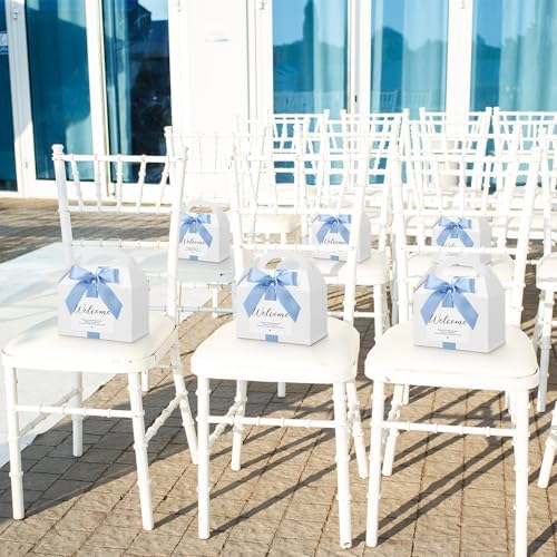 Maitys 24 Set Welcome Boxes for Wedding Guests 9x6x6 Gable Boxes Light Blue - Image 6