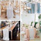 35x157 Inch White Cheesecloth Table Runner Boho Wedding Party Home Decor - Image 6