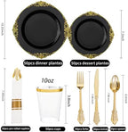 Hioasis 350 Pcs Black Gold Plates for Graduation - Image 2