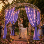 20 x 10ft Purple Chiffon Backdrop Curtain with Lights String for Parties,4 Panels Sheer Tulle Curtain Wedding Backdrop for Baby Shower Birthday Party Ceremony Reception Home Decorations - Image 4