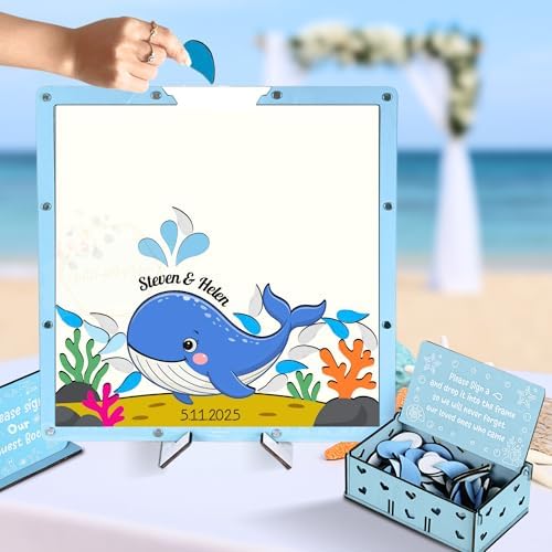 Wedding Guest Book Alternative, Personalized Whale Beach Ocean Keepsake - Image 2