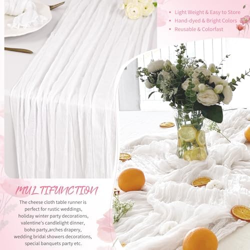 30 Pack White Cheesecloth Table Runner 17x108 Inches Boho Home Decor - Image 5