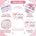 Breling Girls Just Wanna Be One Birthday Decor 6.6 ft Pink Bow Arch Cover - Image 4