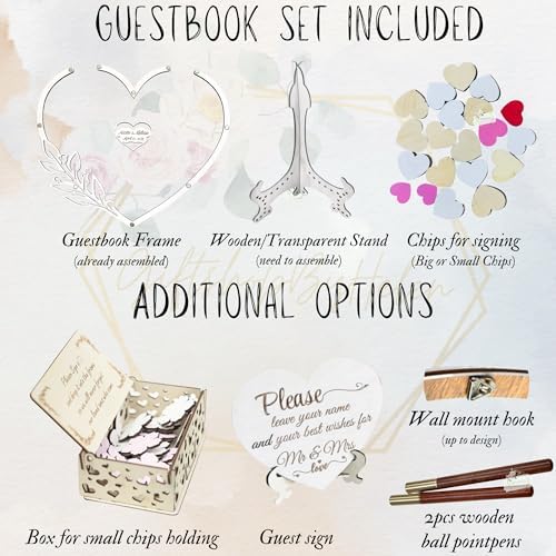 Wedding Guest Book Alternative, Drop Top Frame with Hearts Dropbox - Image 4