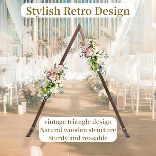 Rustic Farmhouse Triangle Wood Arch - 8.2FT Wedding & Garden Arbor Backdrop Stand for Parties, Outdoor Events, and Garden Decorations (Triangle) - Image 3