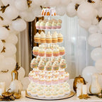 YestBuy Cupcake Stand, Acrylic Cupcake Tower Tree, 7 Tier Large Cupcake Holder for Pastry, Clear Cupcake Dispaly Stand for Party, Wedding, Baby Shower - Image 3