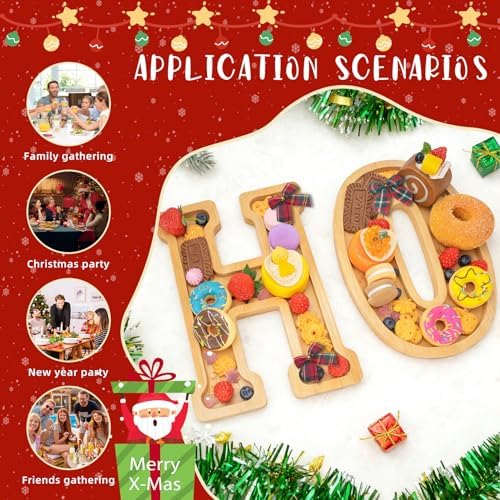 6PCS Bamboo Christmas Decorations Letters Charcuterie Board Box-(with 14 Balloons and Bow) HOHOHO Charcuterie Letters Fillable Food Christmas Party Supplies Table Decoration Food Tray Platter - Image 7