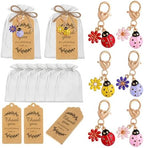 Ecation 120 Pack Ladybug Keychain Favors with Kraft Cards Organza Bags by Ecation