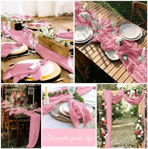 20 Pack Cheesecloth Table Runner 17 x 108 Inch, Dusty Rose - Image 7
