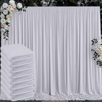 40 ft x 10 ft Wrinkle Free Silver Backdrop Curtain for Parties, Polyester Silver Grey Backdrop Drapes 8 Panels 5x10ft for Baby Shower Photoshoot Engagement Wedding Birthday Photography Background by Outpain