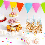 Yungyan 30 Pcs Cookies Themed Plastic Milk Bottles with Straws and Lids Clear 8 oz Mini Juice Bottles with Cap Small Dairy Jar and 450 Cookie Sticker Labels Tiny Drink Container for Birthday Party - Image 4