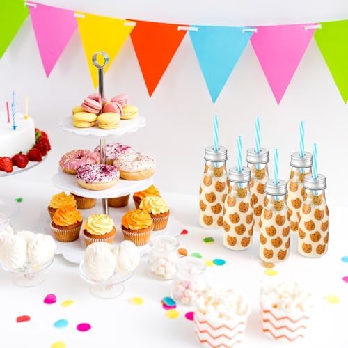 Yungyan 30 Pcs Cookies Themed Plastic Milk Bottles with Straws and Lids Clear 8 oz Mini Juice Bottles with Cap Small Dairy Jar and 450 Cookie Sticker Labels Tiny Drink Container for Birthday Party - Image 4