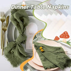 Showgeous 60 Pack Olive Green Cloth Napkins with Fringe, 16x16 inch - Image 7