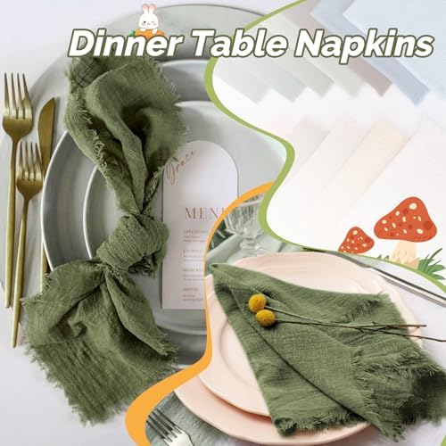 Showgeous 60 Pack Olive Green Cloth Napkins with Fringe, 16x16 inch - Image 7