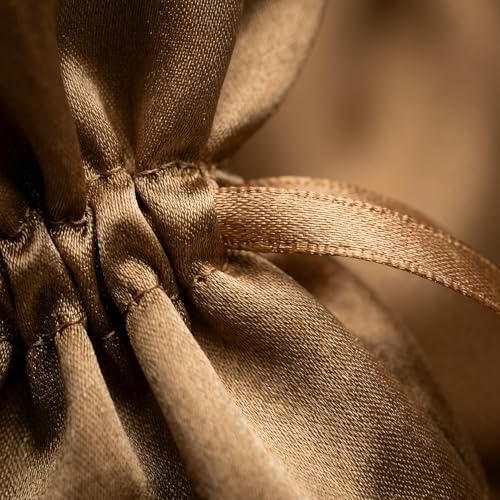 50 Pack 6" x 9" Old Gold Satin Gift Bags with Drawstring, Large Gift Pouches, Wedding Favor Bags for Baby Shower Birthday Party Small Business - Image 4