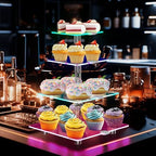 4 Tier Cupcake Stand with Rechargeable Light, LED Acrylic Cupcake Tower - Image 2