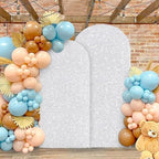 MODFUNS Set of 3 Wedding Arch Cover Silver Sequins Arch Cover 4ft 5ft 6ft Metallic Arch Stand Covers Spandex Arches Backdrop Covers Payette Glitter Arched Backdrop for Birthday Party Wedding Decor - Image 4
