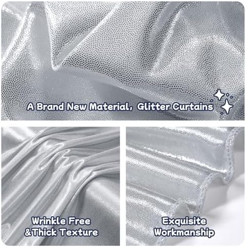 20ftx10ft Sequin Silver Backdrop Curtain Panels for Parties Sparking - Image 3