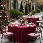 sancua Round Tablecloth 132 Inch Fit 54-96 Inch Tables, 6 Pack Burgundy - Image 4