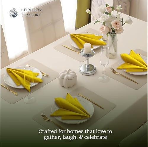 Lemon Yellow Cloth Napkins 18x18 Inch - Set of 12 - Soft, Absorbent, Reusable, Washable - Hemstitch Mitered Edges - Perfect Cotton Napkin for Summer, Spring, Baby Showers, Parties - Image 5