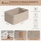 Goodpick 4 Pack Storage Baskets for Organizing Shelves, Brown - Image 3