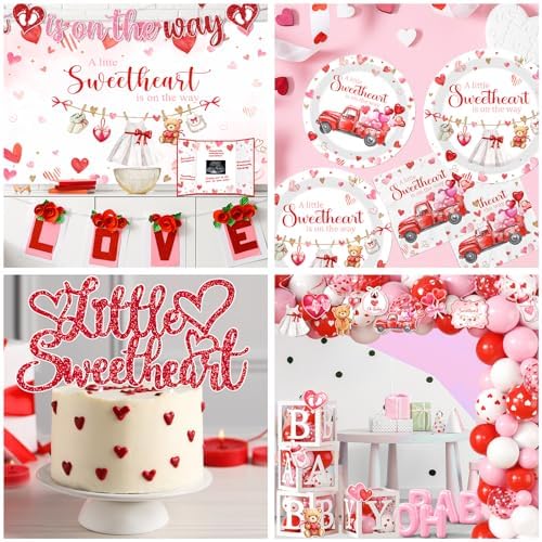 A Little Sweetheart is On The Way Decorations - 267Pcs Valentines Day Bear Truck Little Sweetheart Theme Balloon Arch Garland Set for Baby Shower Party Decoration - Image 3