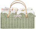 HBlife Large Baby Diaper Caddy, Paper Rope Scalloped Storage Baskets Nursery Bin with Removable Divider, Portable Car Organizer for Diapers, Baby Shower Gifts, Newborn Essentials Must Haves, Green by HBlife