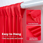 30ft x 10ft Wrinkle Free Red Backdrop Curtain for Parties, 6 Panels 5×10ft Silky Polyester Red Photo Backdrop Drapes Back Drop Cloth for Birthday Theme Party Wedding Photography Background - Image 6