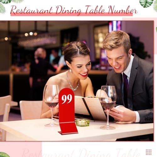 Geetery 100 Pcs Acrylic Double Sided Table Numbers 1-100 Stands,Red - Image 5