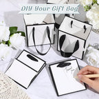Yeaqee 100 Pcs Mini Paper Gift Bags with Handles Tag, White,Black - Image 4