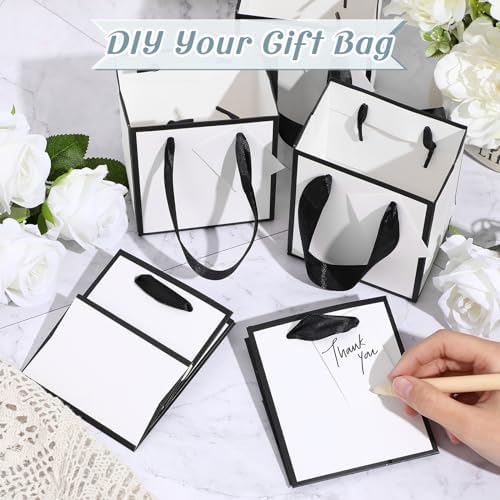 Yeaqee 100 Pcs Mini Paper Gift Bags with Handles Tag, White,Black - Image 4