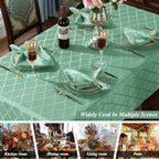 SASTYBALE Jacquard Tablecloth, Rectangle 60" x 120", Sage Green - Image 5