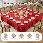 Wish Care Red Spandex Tablecloths for 60x60 Inch Square Tables, Stretch Fitted Table Clothes with Pleated Ruffle Skirt for 60” Table, Wrinkle Free and Elastic, for Party Kitchen Home Dining - Image 6