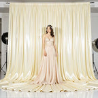 Champagne Satin Backdrop Curtains 4 Panels - Glitter Photo Drapes for Baby Shower, 20x10FT Shimmer Back Drop Cloth, Wrinkle Free for Birthday Party Prom Wedding Stage Background - Image 5