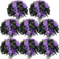 Geosar 8 Bundles Artificial Peonies Flowers,Black, Purple by Geosar
