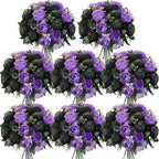 Geosar 8 Bundles Artificial Peonies Flowers,Black, Purple by Geosar