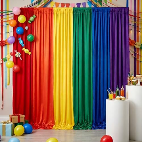 Birthday Backdrop Curtain 15ftx7ft - Rainbow Wrinkle Free Satin Drapes - Image 5