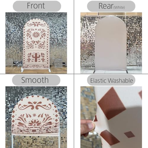 Beige Arch Backdrop Cover for Mexican Fiesta Party Decoration Stretchy Arch Stand Fabric Baptismx Baby Shower Cake Table Supplies (Cover Only) (G3741,4.6ftx8ft (CoverOnly)) - Image 2