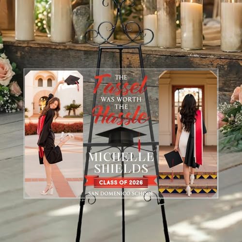Personalized Clear Graduation Yard Sign with Photo – Custom Acrylic Welcome Sign “Tassel Was Worth the Hassle” for High School Senior & College Graduation Party, Class of 2026 Outdoor Decor - Image 3